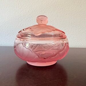 Vintage Viking Pink Glass Candy Dish with Lid
